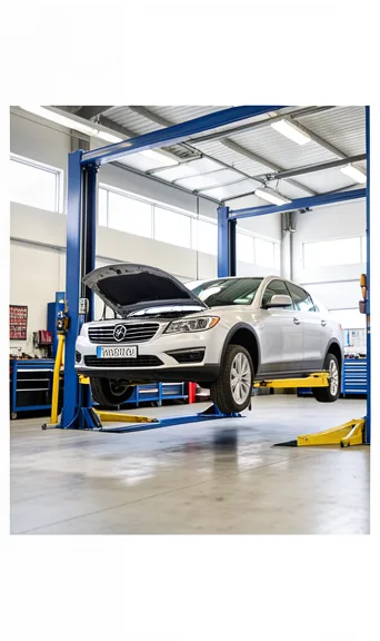 Vehicle up on the lift during service